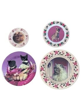 Harry Potter Cat Decorative Plates Set 4 Kitten Floral Display Wall Decor